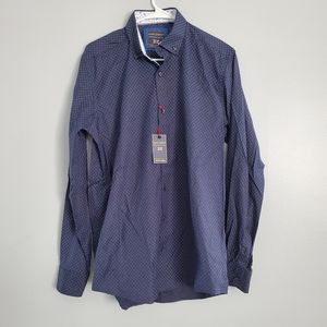 Guide London | NWT Navy Patterned Premium Range Long Sleeve Dress Shirt
